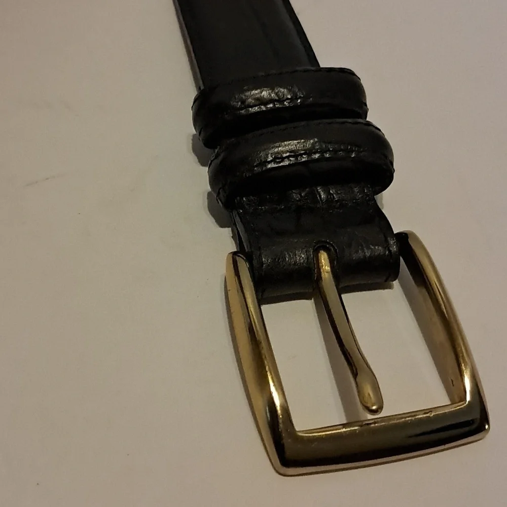 Brighton Men Black Belt Leather Alligator Embossed 32103 Size 34 Preowned